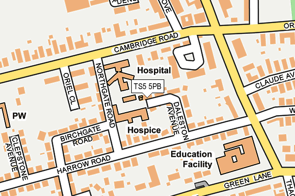 TS5 5PB map - OS OpenMap – Local (Ordnance Survey)