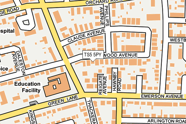 TS5 5PY map - OS OpenMap – Local (Ordnance Survey)