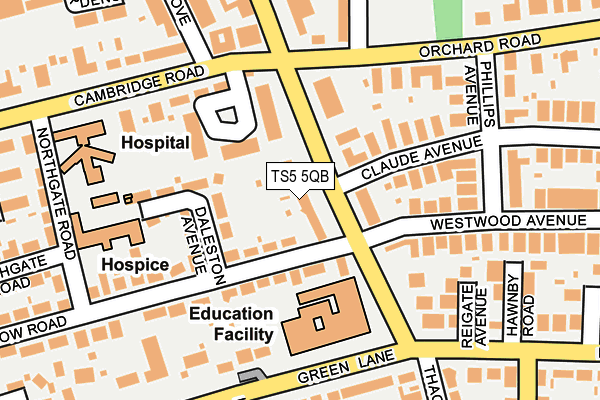 TS5 5QB map - OS OpenMap – Local (Ordnance Survey)