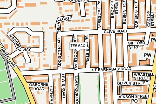 TS5 6AX map - OS OpenMap – Local (Ordnance Survey)