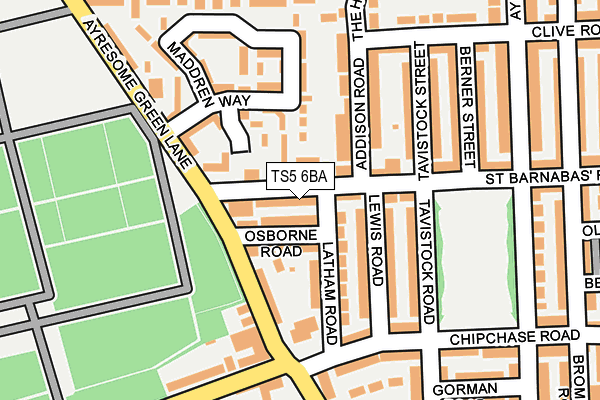 TS5 6BA map - OS OpenMap – Local (Ordnance Survey)