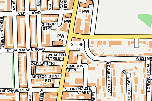 TS5 6HF map - OS OpenMap – Local (Ordnance Survey)