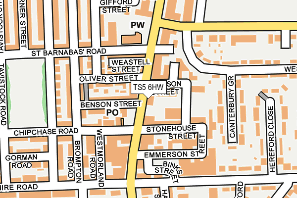 TS5 6HW map - OS OpenMap – Local (Ordnance Survey)