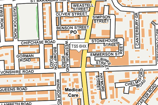 TS5 6HX map - OS OpenMap – Local (Ordnance Survey)