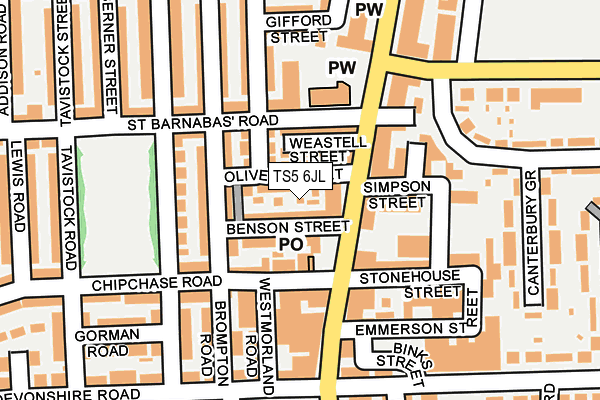 TS5 6JL map - OS OpenMap – Local (Ordnance Survey)
