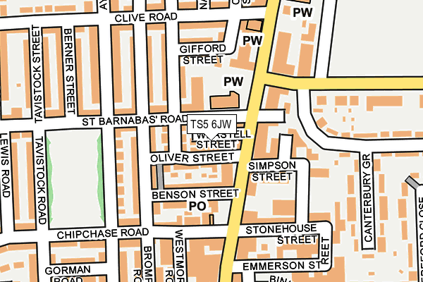 TS5 6JW map - OS OpenMap – Local (Ordnance Survey)