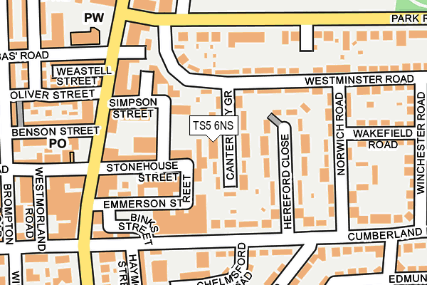 TS5 6NS map - OS OpenMap – Local (Ordnance Survey)