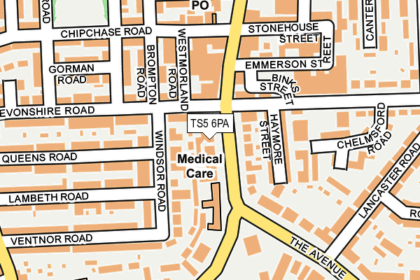 TS5 6PA map - OS OpenMap – Local (Ordnance Survey)