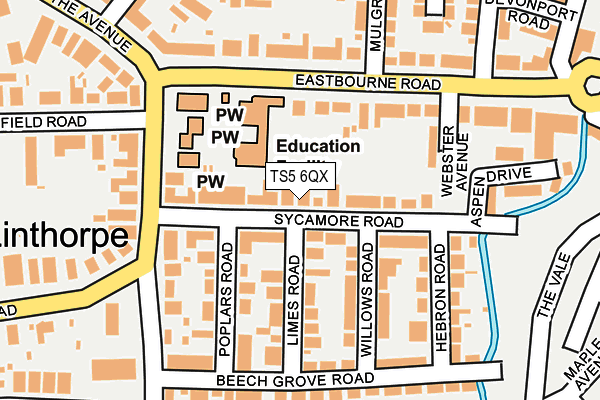 TS5 6QX map - OS OpenMap – Local (Ordnance Survey)