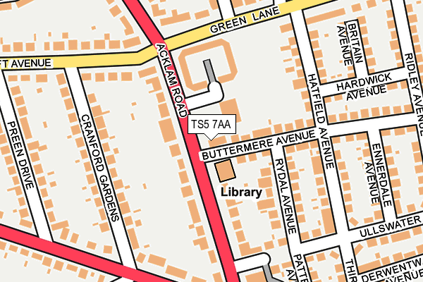 TS5 7AA map - OS OpenMap – Local (Ordnance Survey)