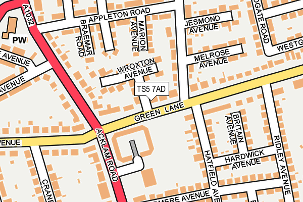 TS5 7AD map - OS OpenMap – Local (Ordnance Survey)