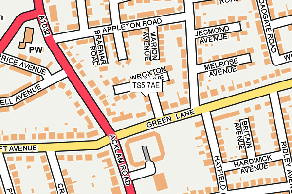 TS5 7AE map - OS OpenMap – Local (Ordnance Survey)