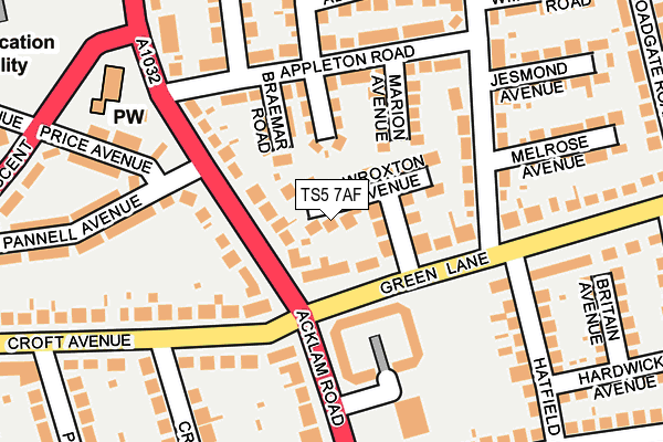 TS5 7AF map - OS OpenMap – Local (Ordnance Survey)