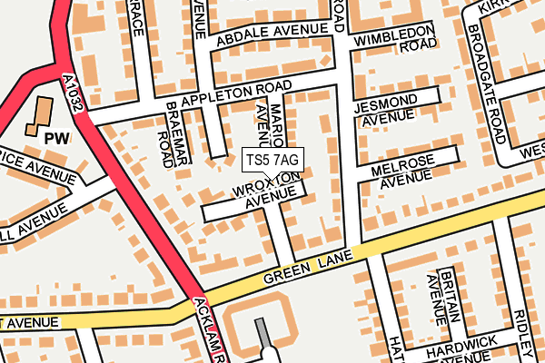 TS5 7AG map - OS OpenMap – Local (Ordnance Survey)