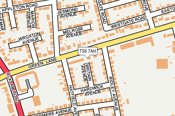 TS5 7AH map - OS OpenMap – Local (Ordnance Survey)