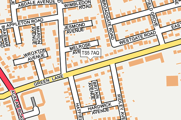 TS5 7AQ map - OS OpenMap – Local (Ordnance Survey)