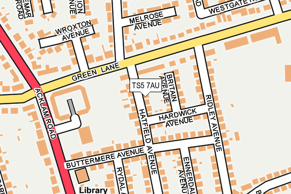 TS5 7AU map - OS OpenMap – Local (Ordnance Survey)