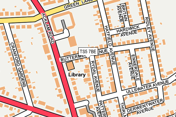 TS5 7BE map - OS OpenMap – Local (Ordnance Survey)