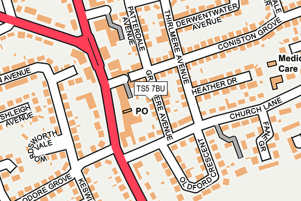 TS5 7BU map - OS OpenMap – Local (Ordnance Survey)
