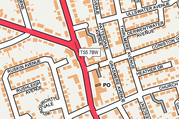 TS5 7BW map - OS OpenMap – Local (Ordnance Survey)