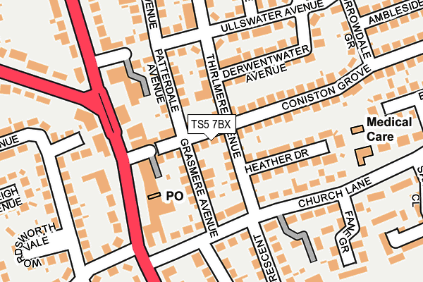 TS5 7BX map - OS OpenMap – Local (Ordnance Survey)