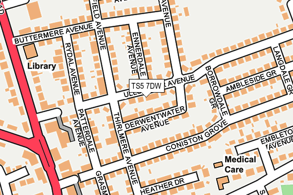 TS5 7DW map - OS OpenMap – Local (Ordnance Survey)