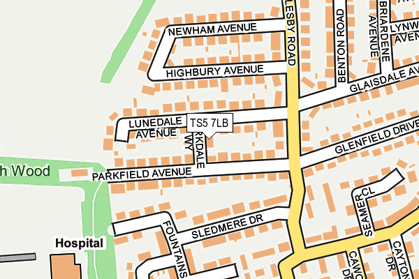 TS5 7LB map - OS OpenMap – Local (Ordnance Survey)