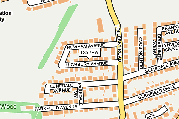 TS5 7PW map - OS OpenMap – Local (Ordnance Survey)