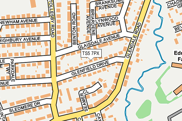 TS5 7PX map - OS OpenMap – Local (Ordnance Survey)