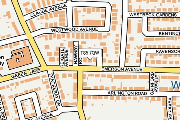TS5 7QW map - OS OpenMap – Local (Ordnance Survey)