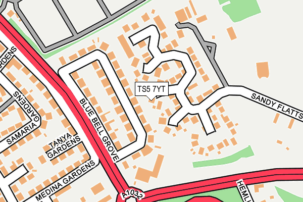 TS5 7YT map - OS OpenMap – Local (Ordnance Survey)