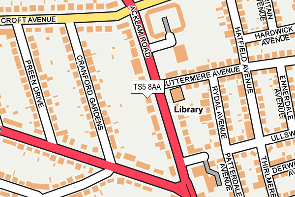 TS5 8AA map - OS OpenMap – Local (Ordnance Survey)