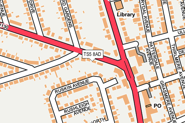 TS5 8AD map - OS OpenMap – Local (Ordnance Survey)