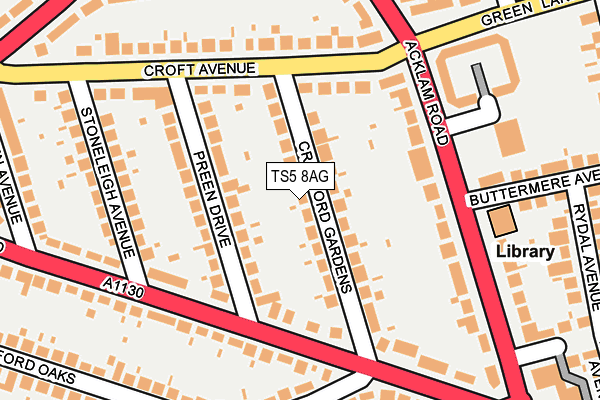 TS5 8AG map - OS OpenMap – Local (Ordnance Survey)