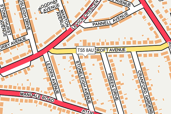 TS5 8AU map - OS OpenMap – Local (Ordnance Survey)