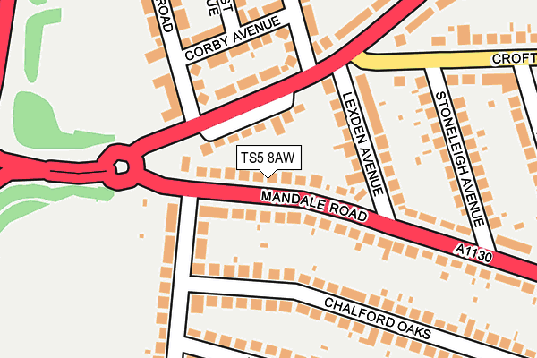TS5 8AW map - OS OpenMap – Local (Ordnance Survey)