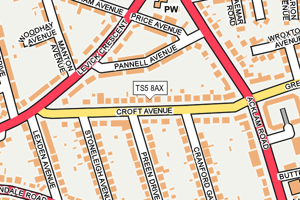 TS5 8AX map - OS OpenMap – Local (Ordnance Survey)