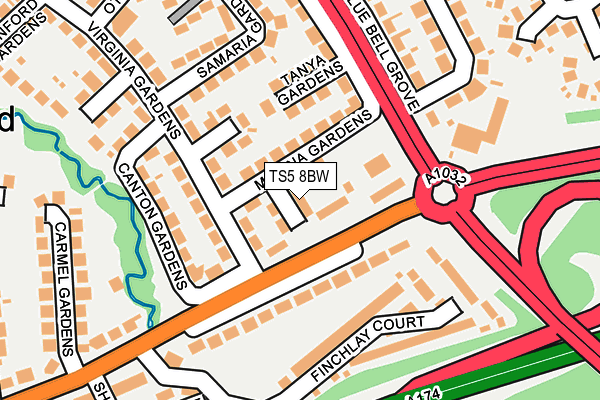 TS5 8BW map - OS OpenMap – Local (Ordnance Survey)