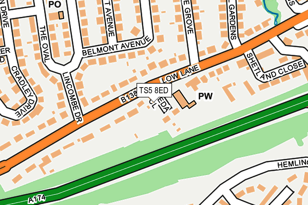 TS5 8ED map - OS OpenMap – Local (Ordnance Survey)