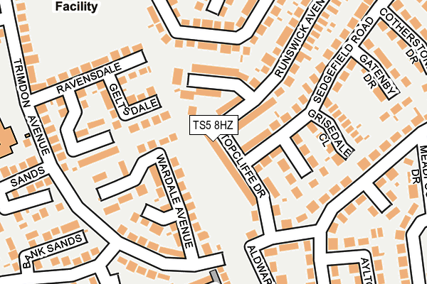 TS5 8HZ map - OS OpenMap – Local (Ordnance Survey)