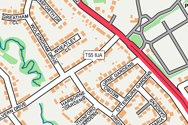 TS5 8JA map - OS OpenMap – Local (Ordnance Survey)