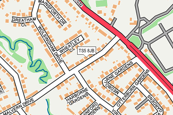 TS5 8JB map - OS OpenMap – Local (Ordnance Survey)