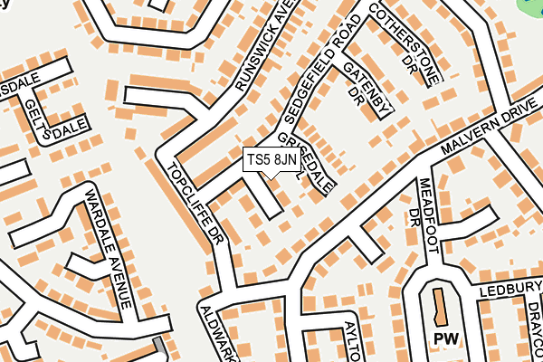 TS5 8JN map - OS OpenMap – Local (Ordnance Survey)