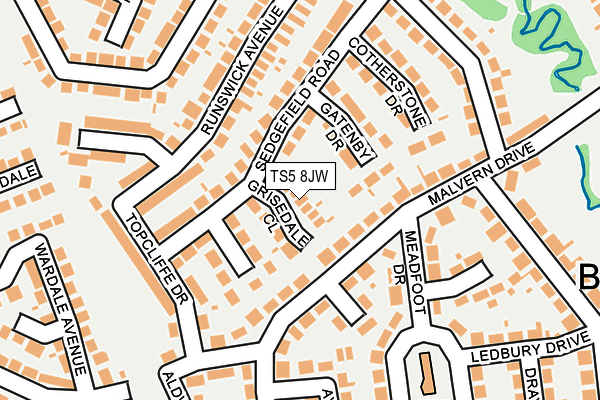 TS5 8JW map - OS OpenMap – Local (Ordnance Survey)