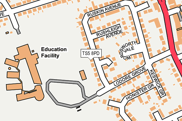 TS5 8PD map - OS OpenMap – Local (Ordnance Survey)