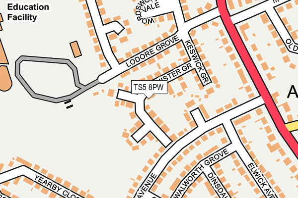 TS5 8PW map - OS OpenMap – Local (Ordnance Survey)
