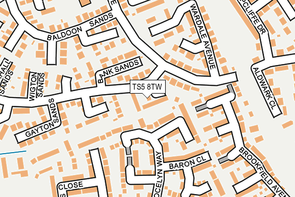 TS5 8TW map - OS OpenMap – Local (Ordnance Survey)