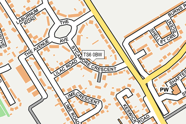 TS6 0BW map - OS OpenMap – Local (Ordnance Survey)