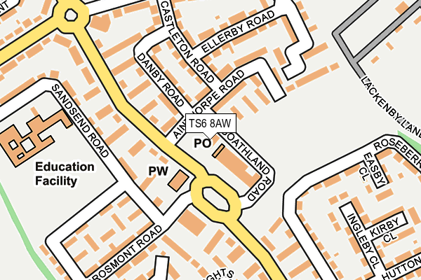 TS6 8AW map - OS OpenMap – Local (Ordnance Survey)