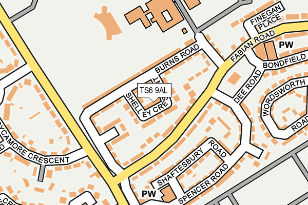 TS6 9AL map - OS OpenMap – Local (Ordnance Survey)